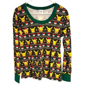 Hanna Andersson Pokemon Pikachu Santa Long John Cotton Pajama Top Unisex Adult